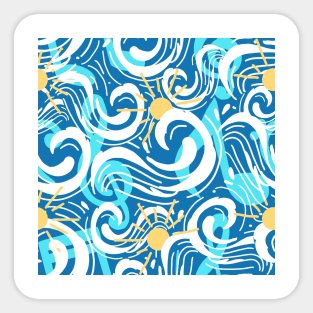 Ocean waves and sun Sticker